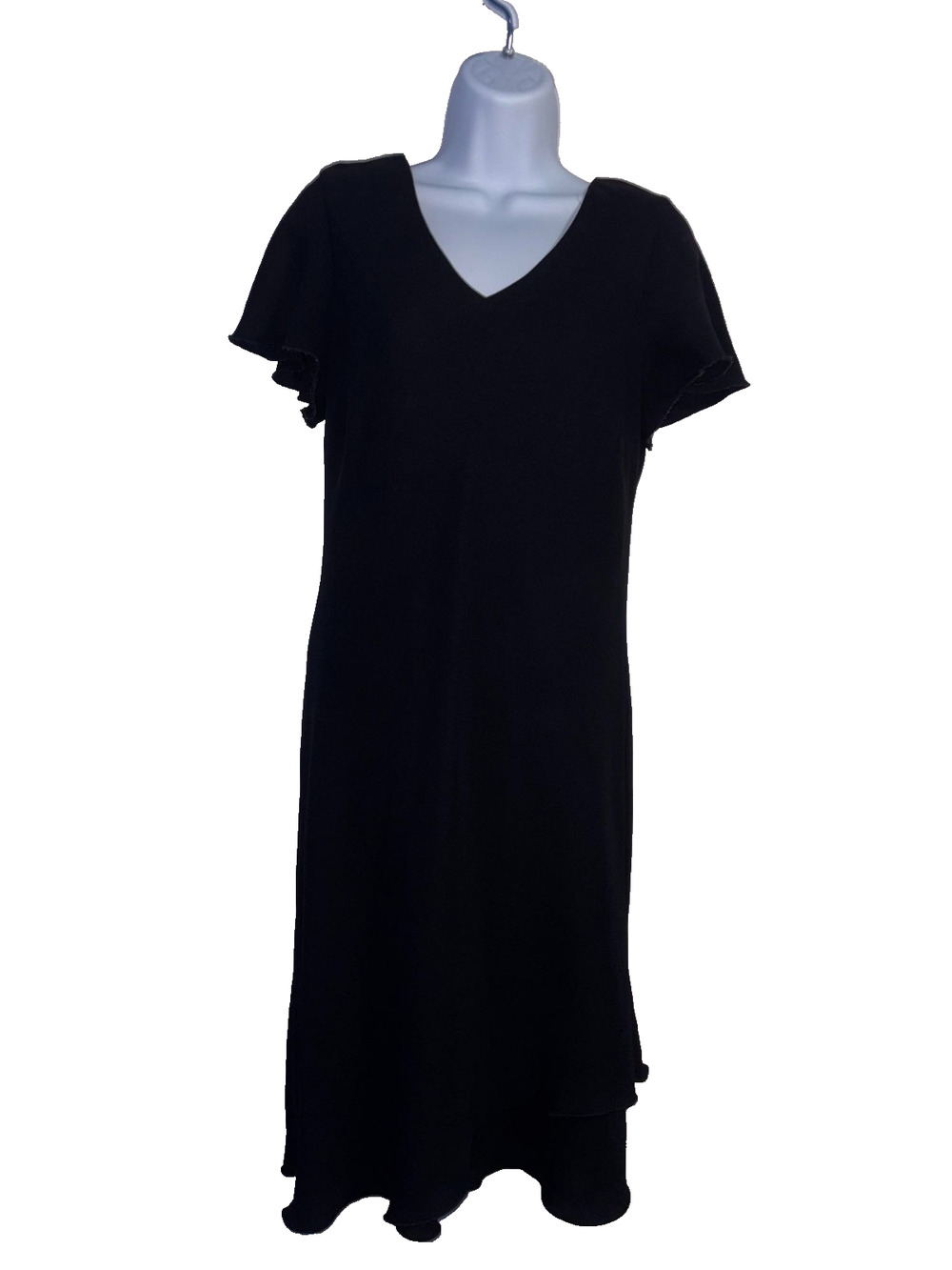 SL Fashions Black Cocktail Dress Womens Size 14 Tiered Asymmetrical High Low LBD